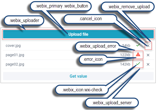 Webix Uploader CSS map